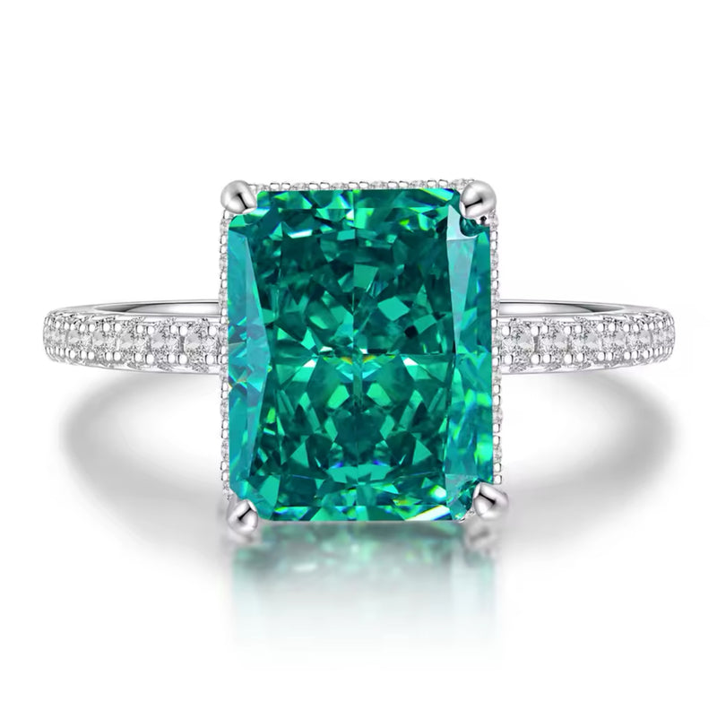 Iced out Ring Smaragdgrün