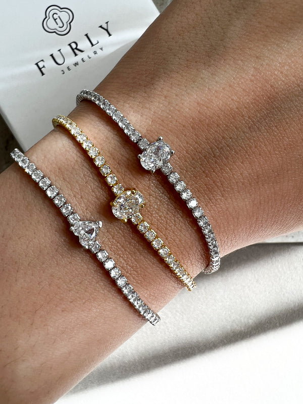 Heart Stone  Tennis Armband 925 Silber