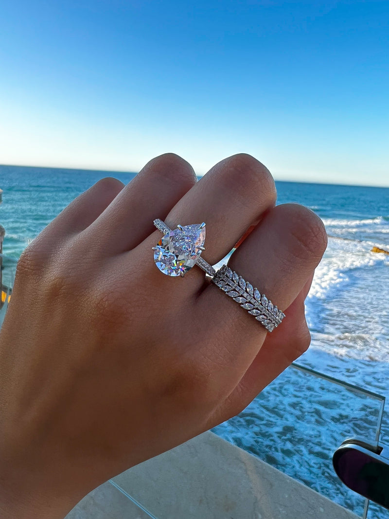 Pear Solitaire Ring 925 Silber