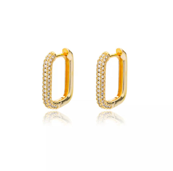 Rectangle Pave Hoops