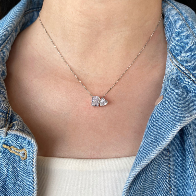Radiant X Heart Toi et Moi Necklace