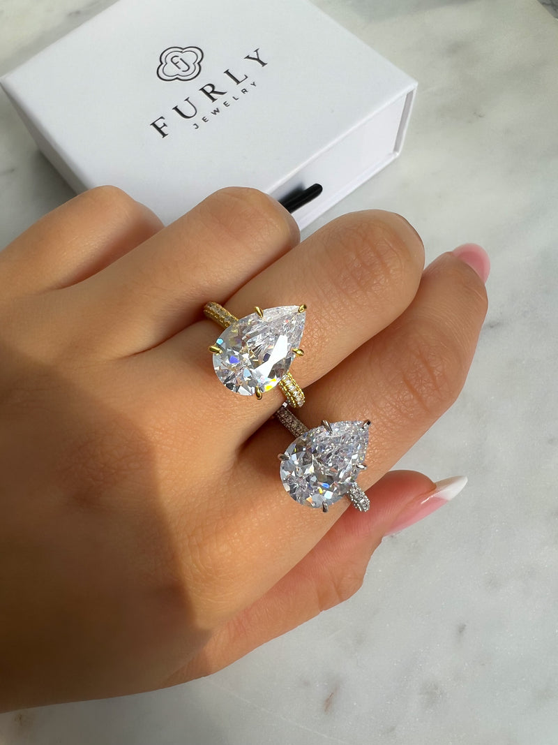 Pear Solitaire Ring 925 Silber