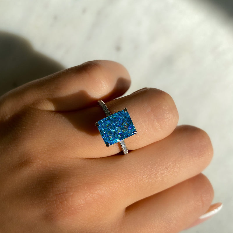 Iced out Ring Aquablau