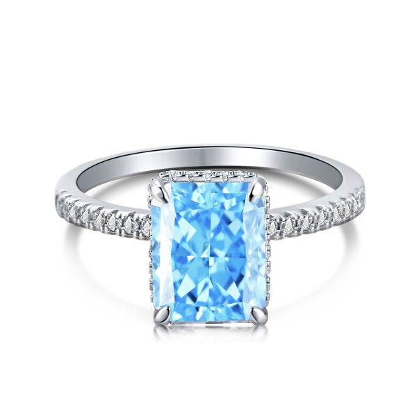 Iced out Ring Aquablau