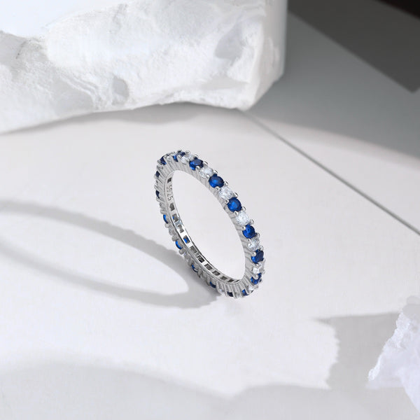 Round Eternity Blue Ring