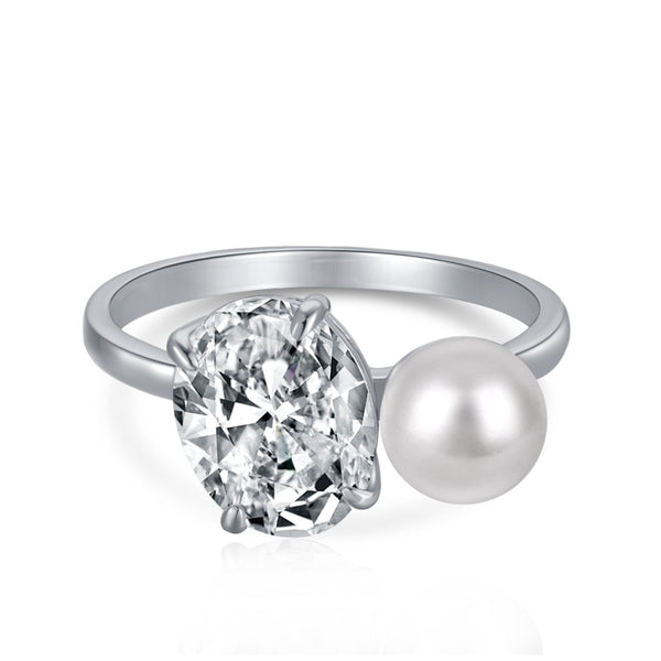 Oval x Pearl  Toi et Moi Ring