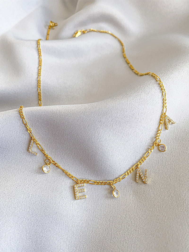 Letter necklace with zirconia pendant