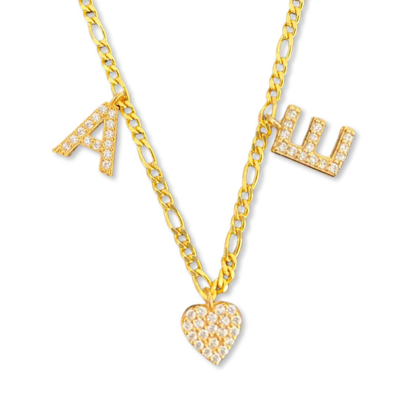 Two letter necklace with heart