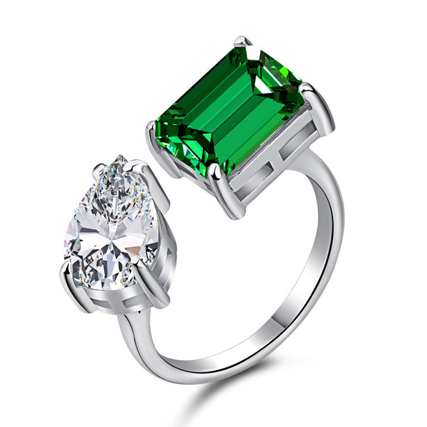 Emerald x Pear Cut Ring Grün