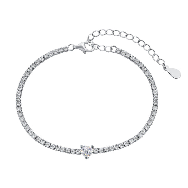 Heart Stone  Tennis Armband 925 Silber